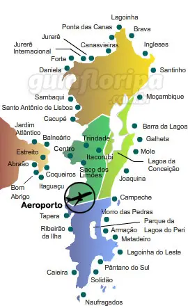 Playas de Florianópolis - Mapa de Regiones