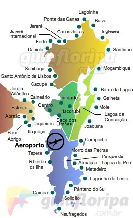 Barrios de Florianópolis - Mapa de Regiones