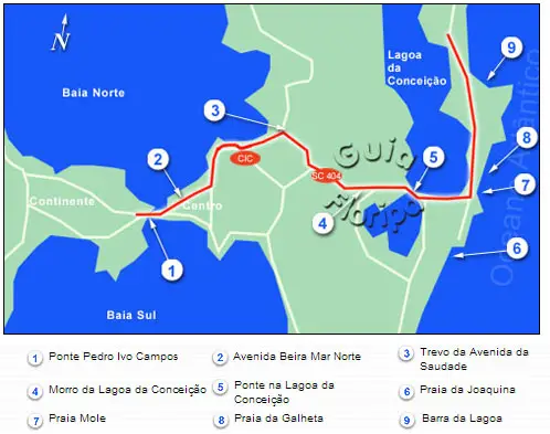 Como chegar na Barra da Lagoa e nas praias: Lagoa da Conceição, Praia Mole, Praia da Joaquina, Praia da Galheta e Praia do Moçambique - Leste da Ilha