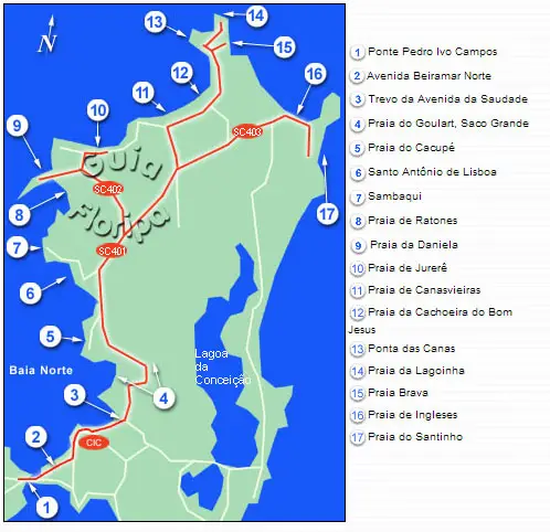 Route nord de l'île de Santa Catarina