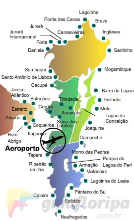 Distância do Aeroporto Hercílio Luz às Praias de Florianópolis