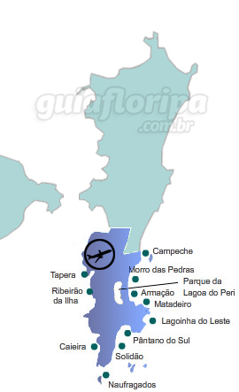 Nachbarschaften in der südlichen Region von Florianópolis - Lageplan